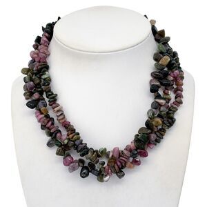 Vintage Sterling Silver 925 Tourmaline Necklace 16.5"-18.5"
